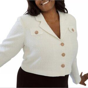 Maree Por Toi Suit Jacket Blazer 16 White Gold Shimmer NEW Winter Holiday Party